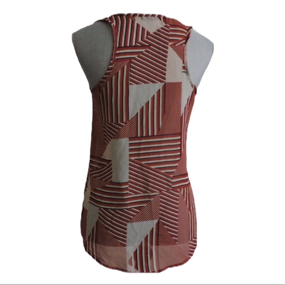 Mine Sheer Geometric Tank Top Shirt Small - Picture 2 of 6